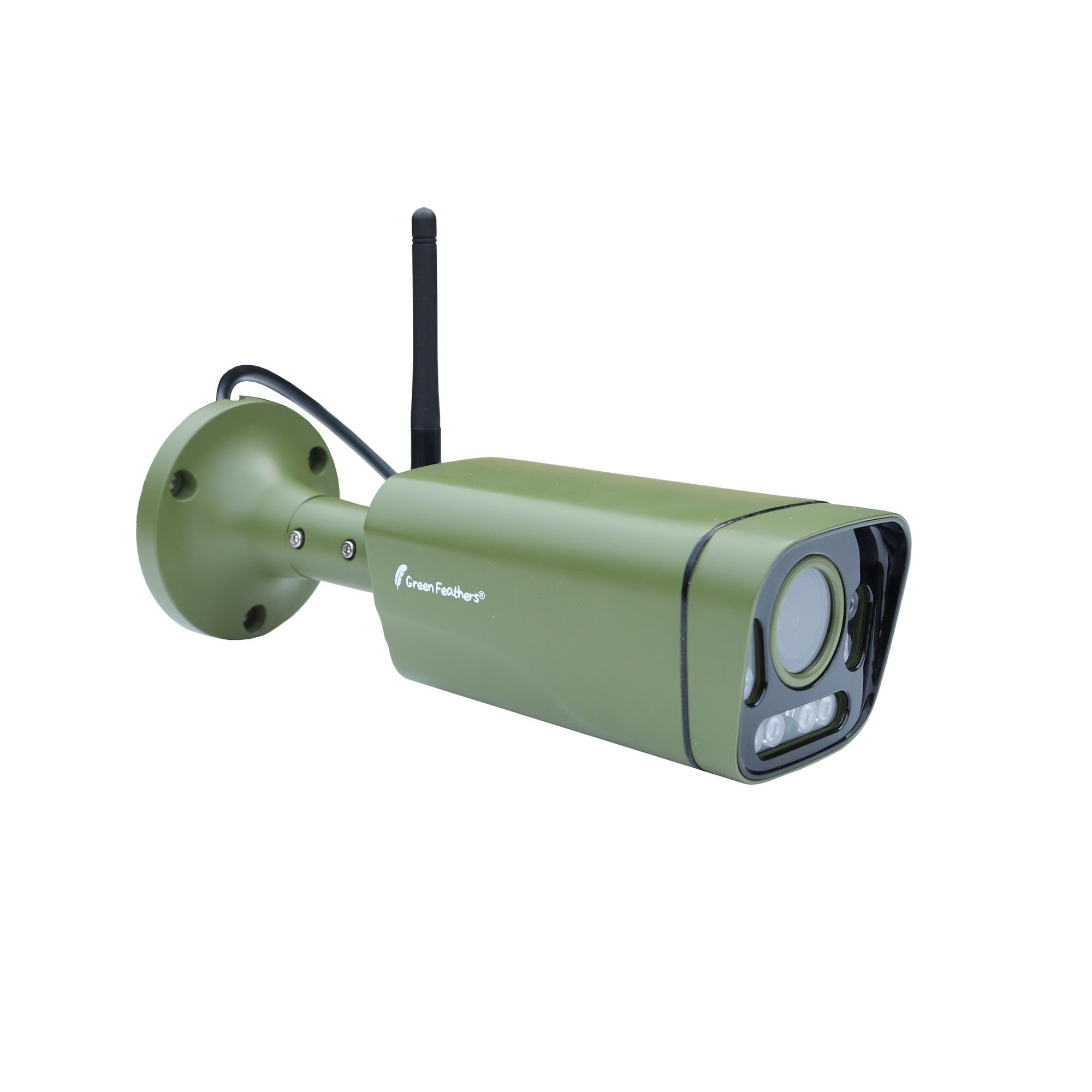 Green Feathers Outdoor Bullet 4MP WiFi Wildlife Camera with Night Vision, Motion Detection, Dual Band, 64GB Storage, Varifocal Lens