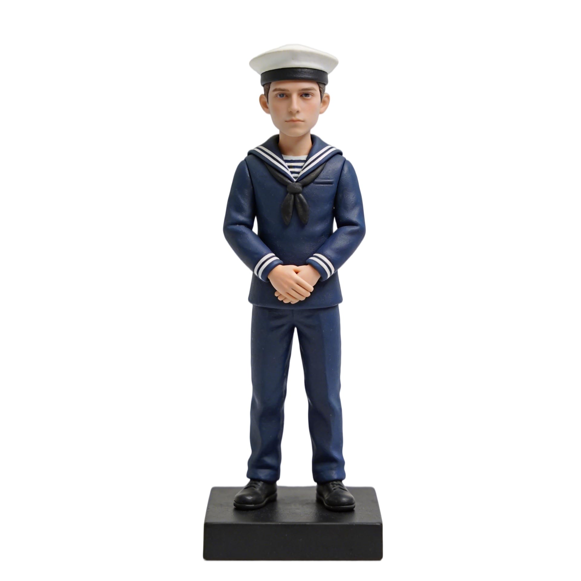 Figurine 3D à tête branlante personnalisée à partir de la photo, uniforme de marin masculin Bobbleheads, figurine personnalisée faite à la main, cadeau souvenir nautique pour les amateurs de