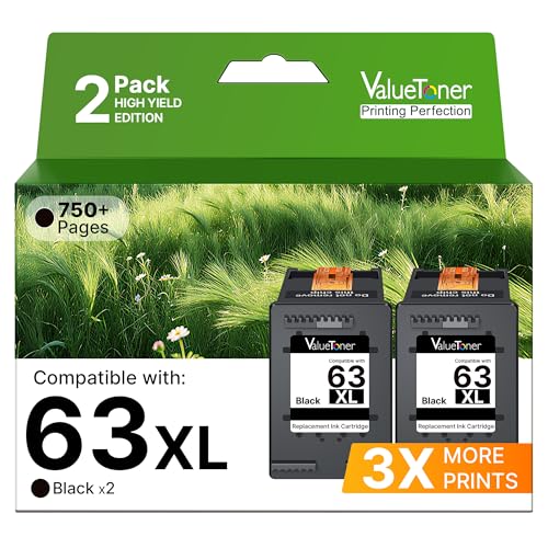 Valuetoner 63XL Black Ink Cartridge Compatible for HP Ink 63 XL 63XL...