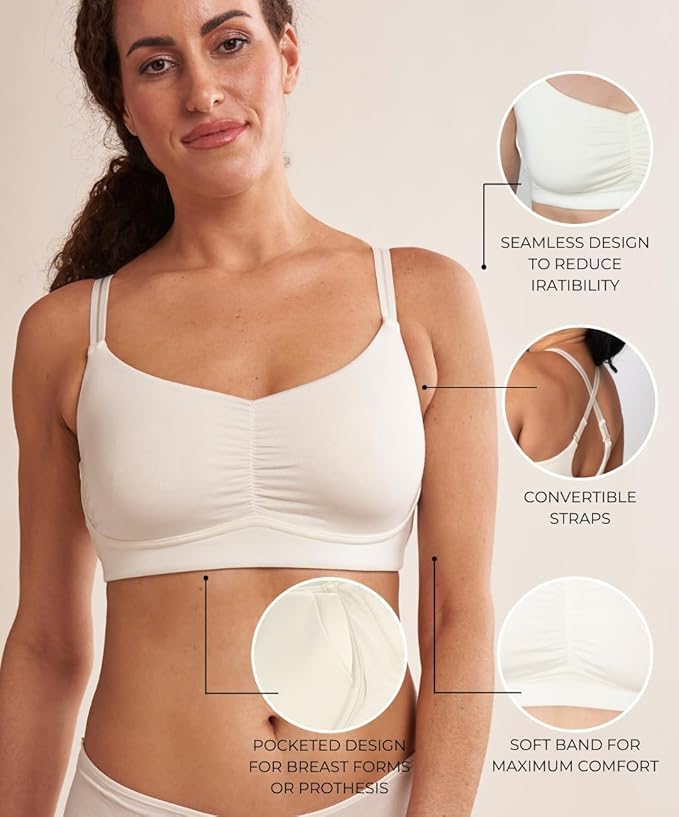 Image of AnaOno Full Coverage Post-Surgery Bra - Medium Support Mastectomy Bras with Pocketed Cups for Lightweight Breast Forms