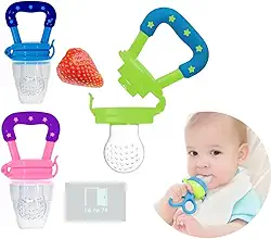 Alimentador Infantil para Frutas, 3 Cores, com Tampa Protetora e Bico de Silicone Macio