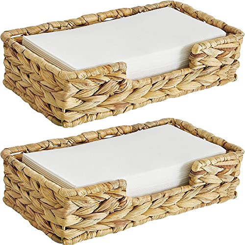 Tskcvy 2 Soportes Desechables para Toallas De BañO para Invitados, Mesa De Mimbre De RatáN Tejida Larga De Hierba Marina, Bandeja para Cesta De Toallas para Invitados, L