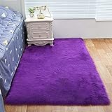 Martin Kench Faux Lammfell Schaffell Teppich, Kunstfell in Super weich Lammfellimitat Teppich Longhair Fell Optik Nachahmung Wolle Bettvorleger Sofa Matte (Violett,100 * 180cm)