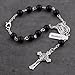 HanlinCC One Decade Catholic Rosary with St.Michael Divine Mercy Guadalupe Medal Auto Rosary Hang on Rearview Mirror (Black St.Michael)