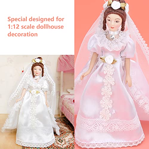 Figura de casamento em miniatura, casa de bonecas de porcelana requintada pessoas realistas para dec
