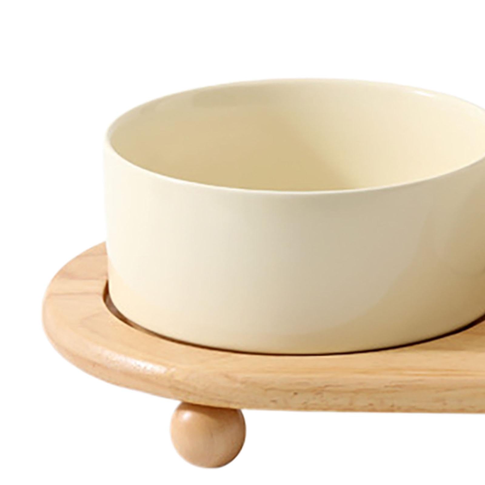 Ensemble de 3 Gamelles surélevées pour Chats avec Support, en Céramique. Structure Stable et Sûre, Idéale pour Les Petits Chats, Beige