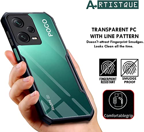Image of A rtistque Clear Hard Transparent Acrylic Armor Anti-Drop Shockproof TPU Edge Back Cover Case for Poco X5 5G - Black