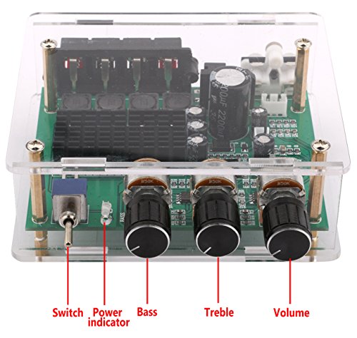 Yeeco Digital Amplifier Board Dual Channel 80W+80W DC12V-24V / AC14V-17V Audio Power Amplifier Board Car Audio Stereo AMP Module with Volume Knob RCA Audio Input for Audio System DIY Speakers