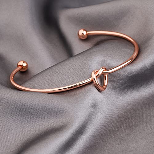 Image of WSNANG Flower Gift Tie The Love Knot Bridesmaid Bracelet Wedding Party Gift for Flower With Message Card (Flower C-Knot RG)