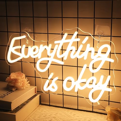 Image of Attivolife Everything Neon Sign for Wall Decor, Light up Inspire LED Lamp with Dim USB Powered, Encourage Gifts Unique Decor for Home Living Room Shop Teahouse Birthday Christmas Day