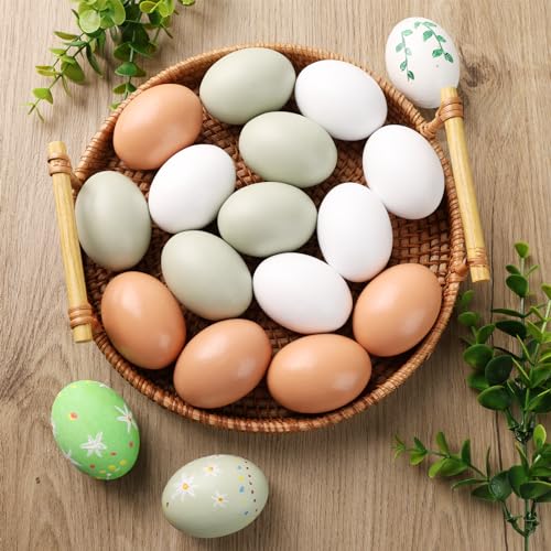 Poplay HPOP0499 15Pcs Wooden Fake Eggs, 3 Colors Wooden Chicken Eggs Faux Eggs thumb #4