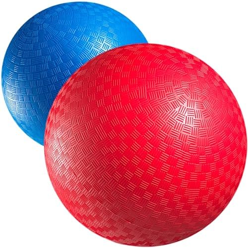 10-Inch Red & Blue Kickballs (2-Pack) with Hand Pump, Playground Balls