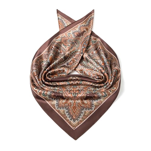 Image of 35 inch Men's Silk Cowboy Scarf - Oversized Western Bandana Neckwear, Large Square Scarf with Gift Packaging