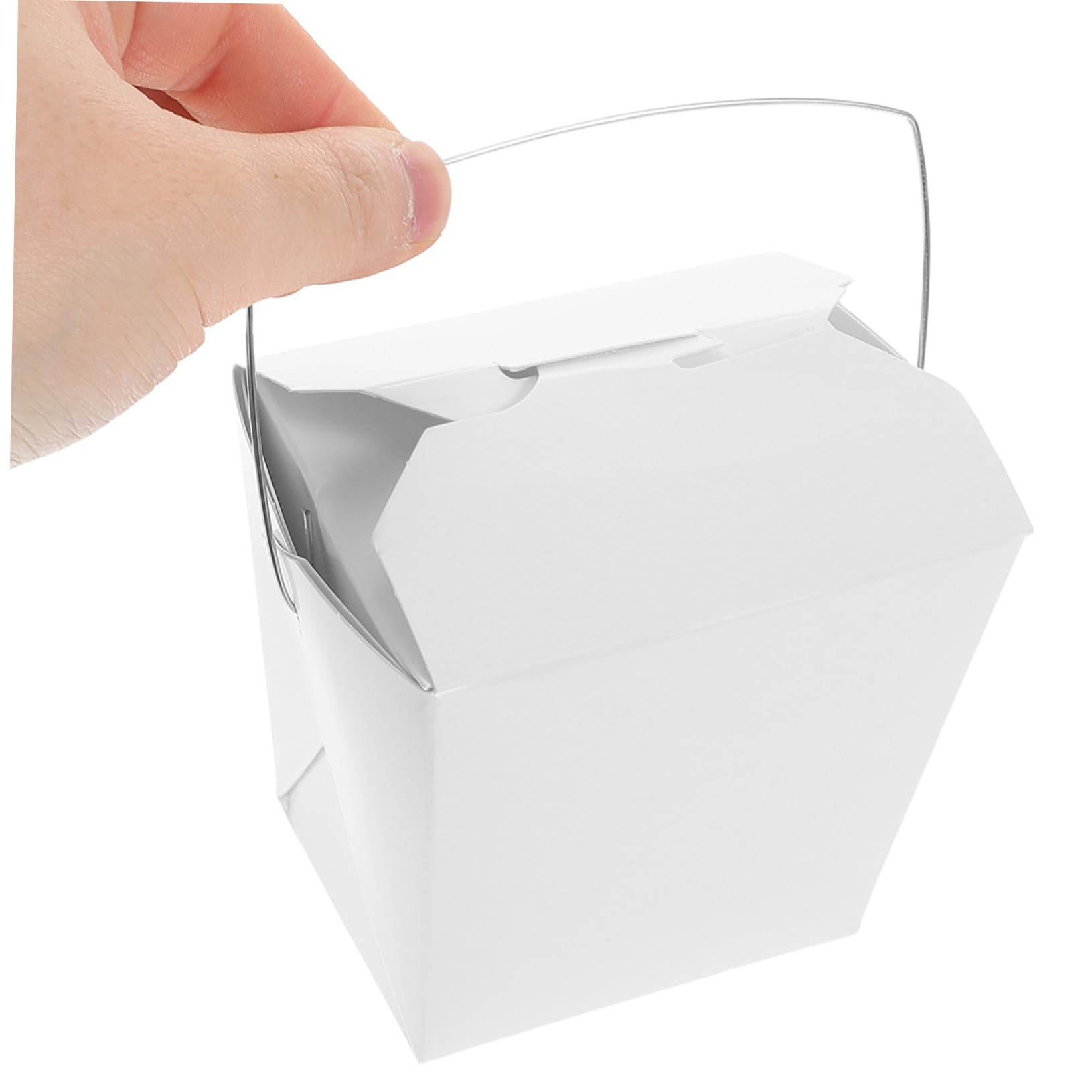 Boîtes à Emporter Chinoises 50pcs en Papier avec Poignée Fil, Blanches