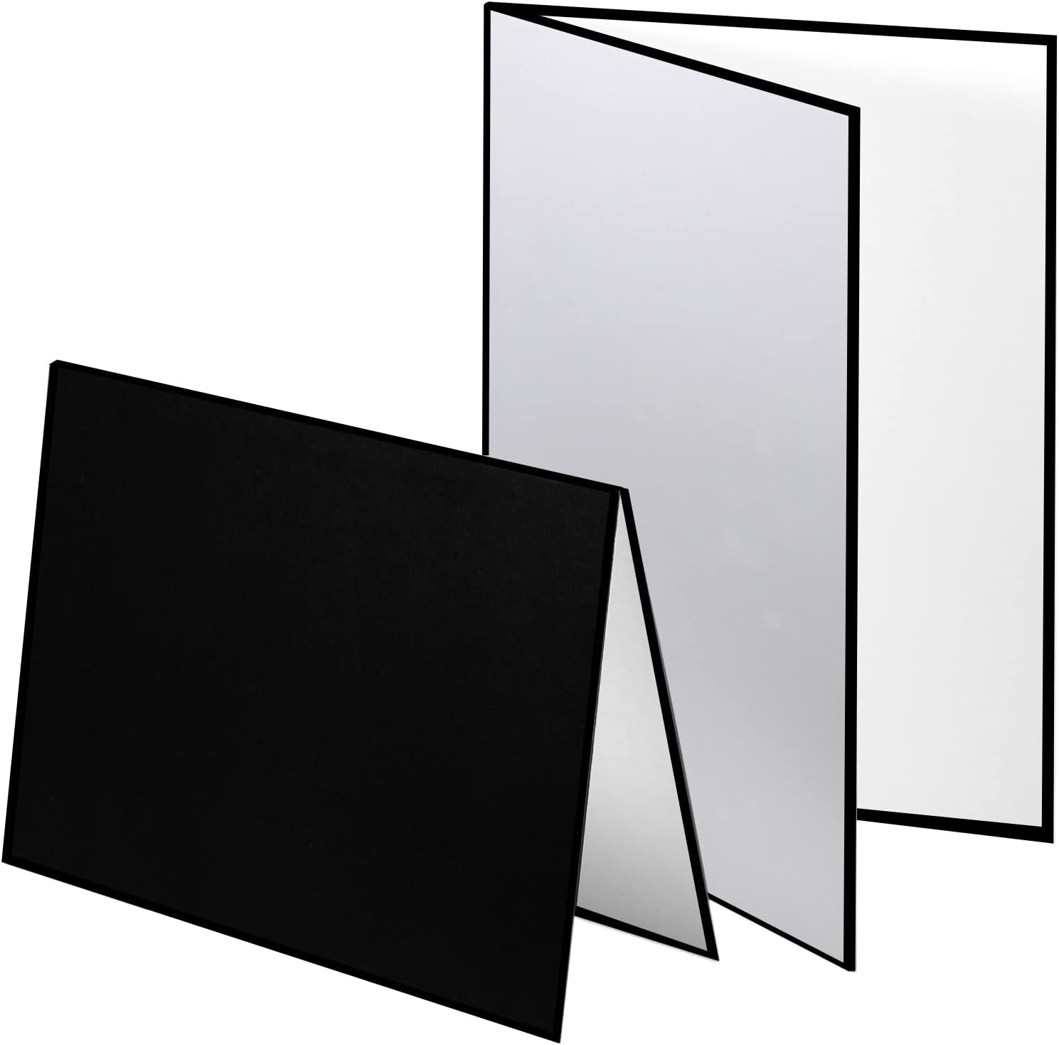 3 in 1 Photography Reflector Cardboard, 12 x 8 inch Folding Light Diffuser Board for Still Life, Product and Food Photo Shooting - Black, Silver and White, 2 Pack