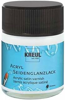KREUL 79402 - Acryl Seidenglanzlack, seidenglänzend transparent,50 ml Glas, auf Wasserbasis, Schutz- und Überzugslack für ...