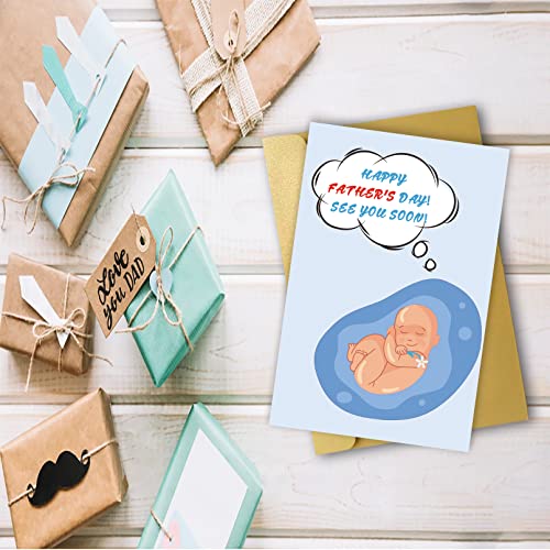 Ojsensai Sweet Fathers Day Card For Dad To Be, Wonderful Soon To Be Dad Fathers Day Gift, Great Fathers Day Card For First Time Dad, Unique Fathers Day Gift Idea From Unborn Baby #TOP2