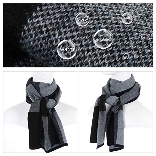 Abaodam 1 cachecol quente de inverno de lã xadrez quente cachecol masculino moderno