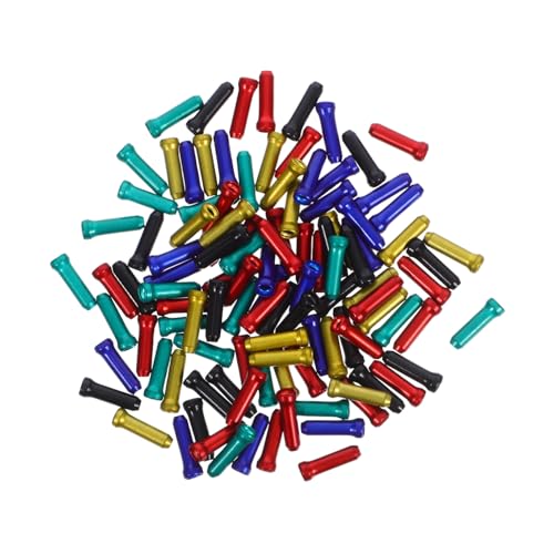 Abaodam 100Pcs Bike Brake Cable End Caps Durable Aluminium Alloy Wire End Crimps for Road Mountain Bicycles Quick Installation Reduces Cable Wear Weatherproof Performance Smooth