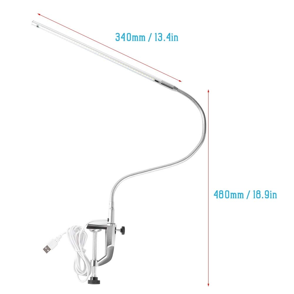 Nikou Lampada da Tavolo a LED con Morsetto, Lampada da Scrivania Rotazione Multi-Angolo Braccio Lungo Cosmetica USB con Pinza, per Manicure Lampade da Lettura Luce Tatuaggio