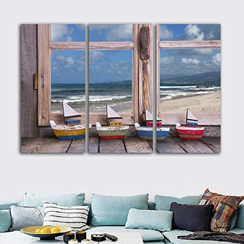 Mur art photos 3 pièces moderne et grand tableau paysage marin pour habiller un grand mur vide