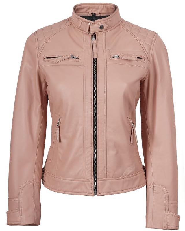 Decrum Real Womens Leather Jacket - Cafe Racer Style Leather Jackets for Women3