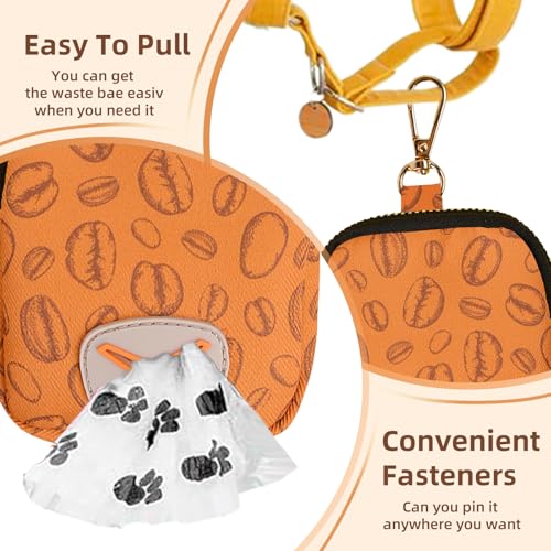 Image of Cute and Convenient Leash Attachment Dog Poop Bag Holder - Stylish Fashion Print Waste Bag Carrier,Coffee Beans,Medium