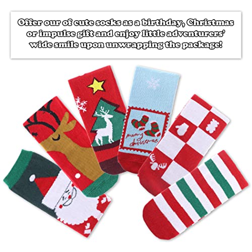Image of FNOVCO Girls Knee High Socks Cartoon Animal Patterns Cotton Over Calf Socks