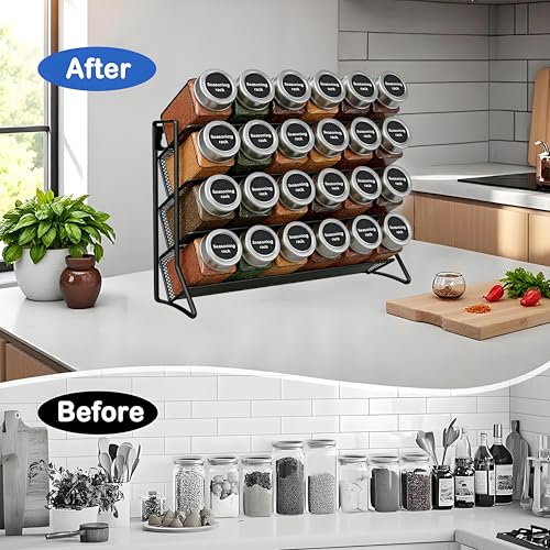 UAVAUI 4 Tier Spice Rack, Seasoning Storage Rack with Adhesive Hooks Kitchen Seasoning Sorting and Storage, Suitable for Cabinets, Kitchen Countertops, Wall - Cosy Home Interiors UAVAUI 4 Tier Spice Rack, Seasoning Storage Rack with Adhesive Hooks Kitchen Seasoning Sorting and Storage, Suitable for Cabinets, Kitchen Countertops, Wall - Image 6