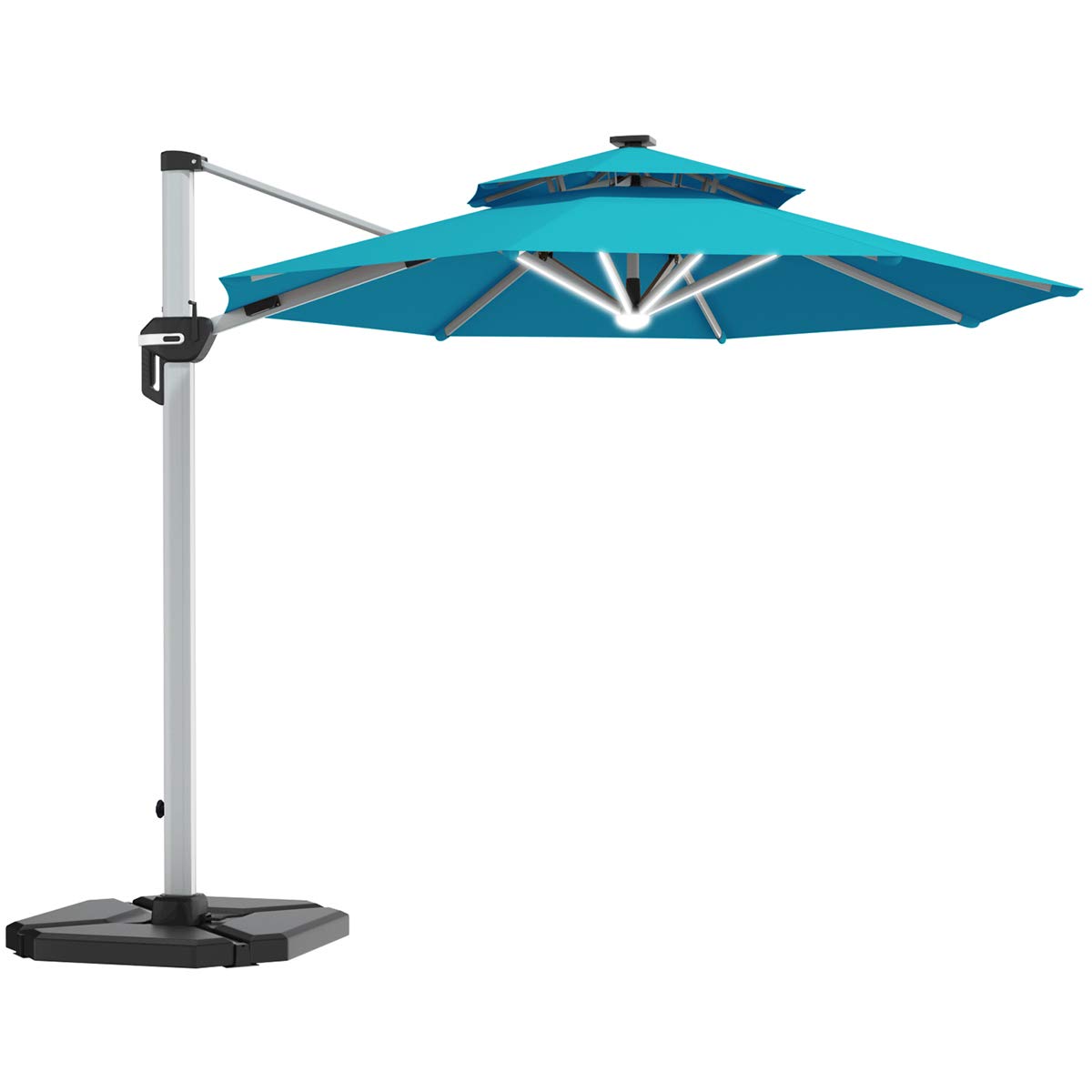 Buy TANGKULA 10 FT LED Cantilever Offset Hanging Patio Umbrella with Weight Base, Double Top