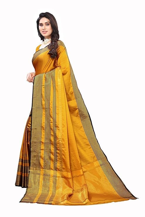 Image of VJ Fashion Women Cotton Silk Saree With Blouse Piece freesize