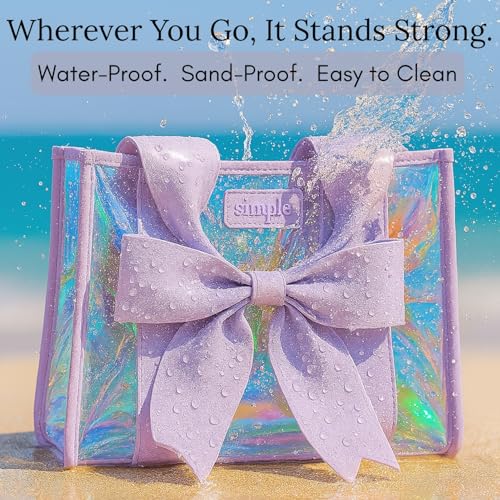 Beach Tote | Iridescent Beach Bag with Bow Strap2