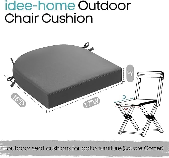 Image of D-8 Solid Seat Cushion for Chair, Waterproof, Indoor and Outdoor, Comfortable Foam Cushions (Round Corner, Grey) (Set-4) (Cushion Thinkness 5 cm)