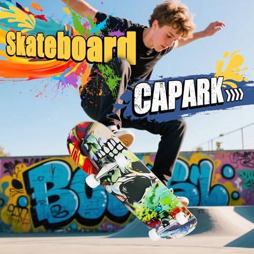 Image of Skateboards for Beginners Adults Youths Teens Kids Girls Boys 31 Inch Pro Complete Skate Boards 7 Layer Canadian Maple Double Kick Concave Longboards