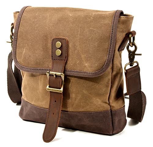 Casual Crossbody Shoulder Bag for Men, Waxed Canvas Messenger Bag Vintage Satchel Bag for Adjustable Shoulder Strap