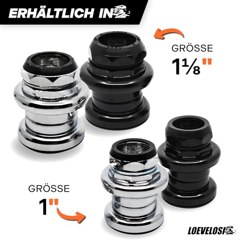LOEVELOSI Fahrrad Steuersatz 1 Zoll Chrom Rennrad Gewinde Lagersatz Retro Steuerkopf Lager 1\ Silber Bicycle Headset