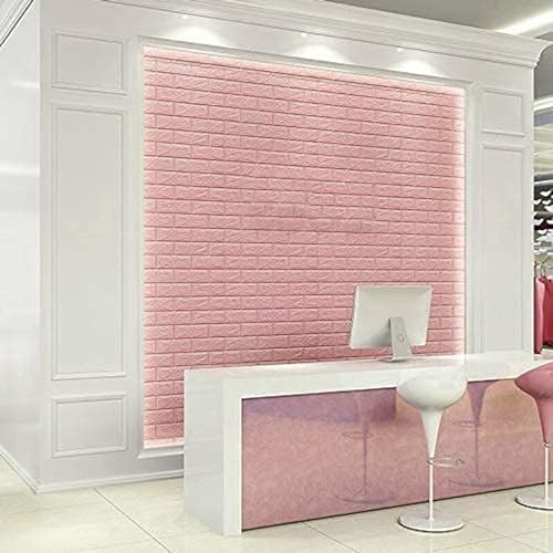 Image of KASHIVAL Self-Adhesive Waterproof PE Foam 3D Wall Panels Wallpaper Sticker for Bathroom, Living Room, Hotel and Home Decoration (70 x 70cm, Appx. 5.3Sq Feet) (JD Pink Brick)