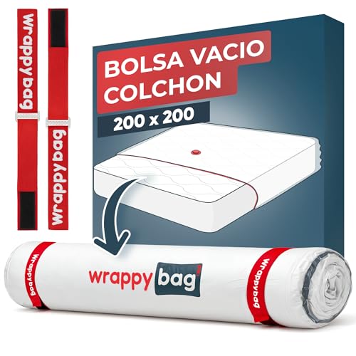 Wrappybag – Bolsa de vacío para colchón de King – funda impermeable reutilizable, clips y correas – Compatible con todos los colchones y la mayoría de aspiradoras – Fácil de transportar y almacenar