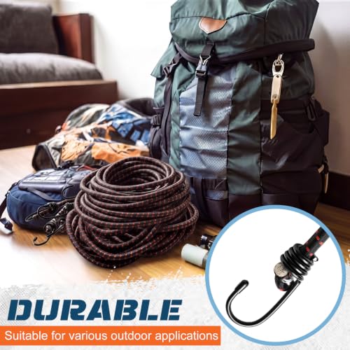 Image of Extra Long Bungee Cords with Hooks 0.39 Inch Thick Heavy Duty Bungee Straps for Outdoors, Camping, Rvs, Bikes, Cargo (Black+red,120 Inch,6 Pcs)