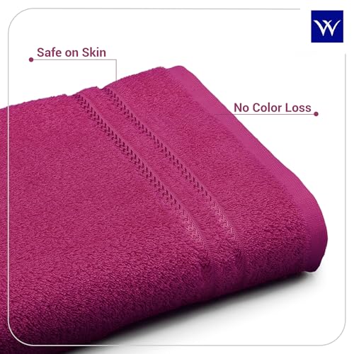 Image of Welspun 100% Cotton Quick Dry Bath Towel | High Absorbency Super Soft, Fast Drying Towels for Bath | 380 GSM Large Size Bath Towel for Men and Women | 70cm X 150cm - Dark Pink