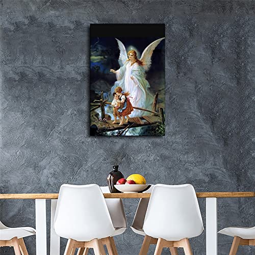 Lffii Guardian Angel Mother Watching The Children Of God Poster Decorative Painting Canvas Wall Art Living Room Posters Bedroom Painting 16X24Inch(40X60Cm) #TOP3