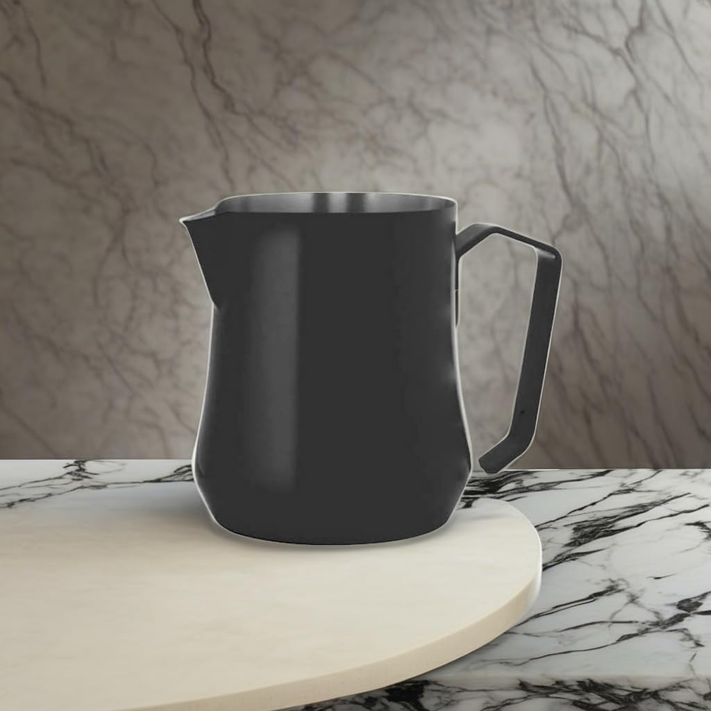 Metallurgica Motta 17 oz Stainless Steel Tulip Milk Frothing Pitcher, Black