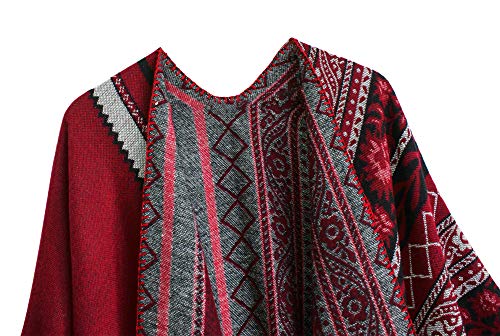 Urban CoCo Women's Color Block Open Front Poncho Shawl Wrap Cape Ruana - Image 4