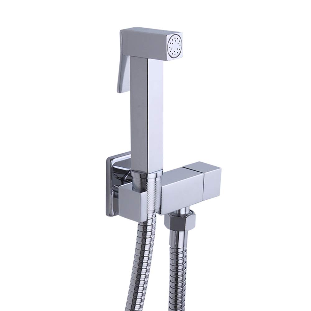 Laiton massif pour ce pulvérisateur de toilettes carré chromé mural