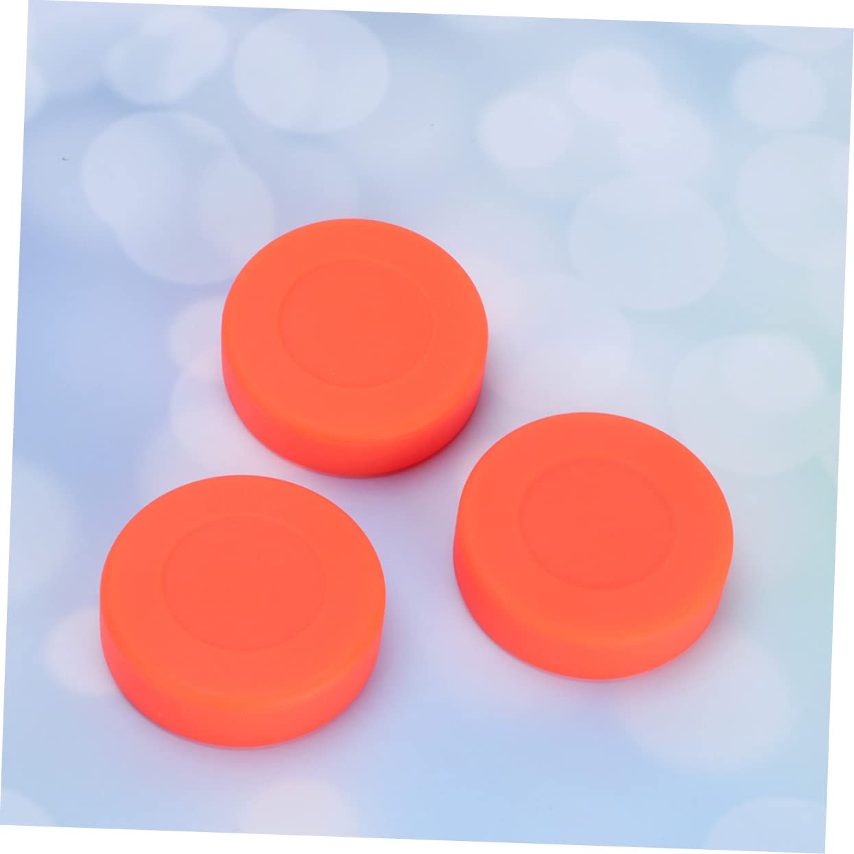 Homoyoyo Lot de 3 Rondelles de Hockey Professionnelles en PVC Mat Orange Dureté Réglable Accessoires de Sport Extérieur pour Hockey sur Glace