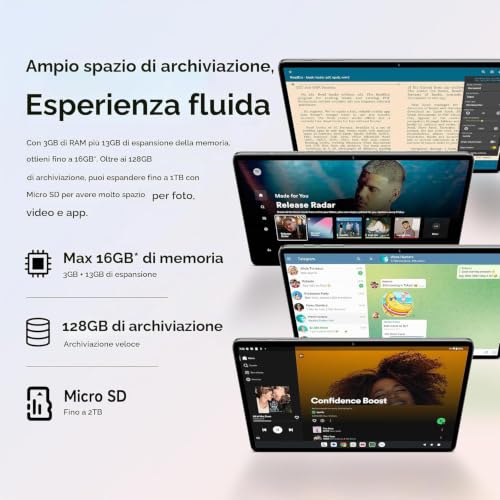 TECLAST Tablet 10.1 Zoll Android 16 Tablets Mit Hülle & Stift, 120Hz Display, 16GB+128GB, CPU Unisoc T7250, Widevine L1 für Streaming… – Ansicht 4
