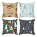 AMDXD 4 Pcs Fundas Cojines Sofa 40 x 40, Poliéster Fundas de Cojines Gris Marrón Verde Árbol, Hojas, Campana, Muñeco de Nieve