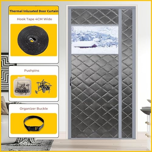 Rideau de porte isolant magnétique imperméable avec coton de 60X190cm