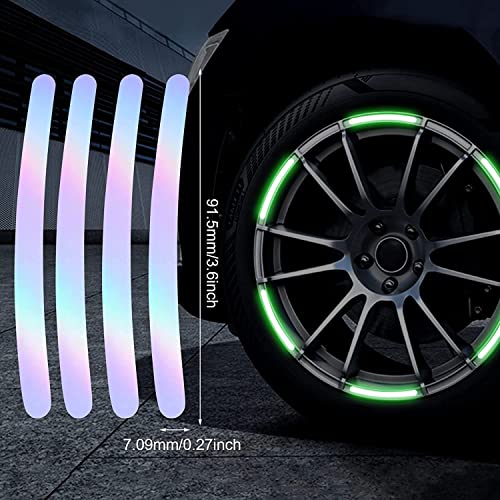 Image of CARTMAN Reflective Car Wheel Rim Stickers, Wheel Warning Adhesive Strip, Night Reflective Safety Exterior Accessories Decorative Decals Tape for Car and Motocycle (Pack of 80)