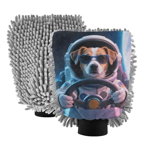 Yoogain Animal Astronauts Microfiber Car Wash Mitt Scratch Free Hand Mitt Car Wash Glove Car Supplies